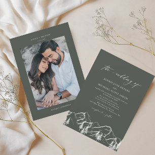 Green Mountains Outdoor Pine Tree Wedding Invitation