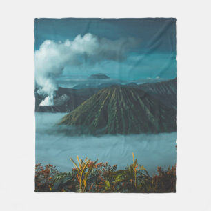 GREEN MOUNTAINS SURROUNDED BY WHITE CLOUDS FLEECE BLANKET