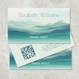 Green Mountains Travel Agent QR Code Business Card