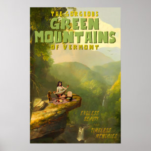 Green Mountains Vermont Travel Poster Picnic