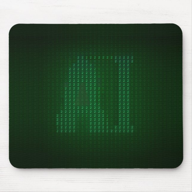 Green mousepad with a hidden message about AI. (Front)