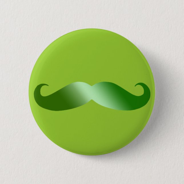 Green Moustache 6 Cm Round Badge (Front)