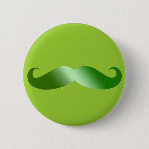 Green Moustache 6 Cm Round Badge