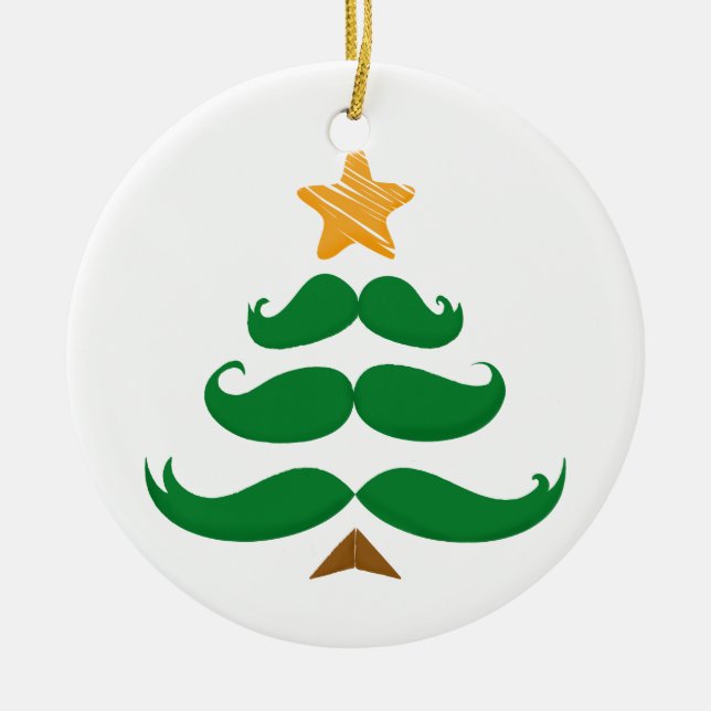 Green Moustache Tree Ceramic Tree Decoration (Front)