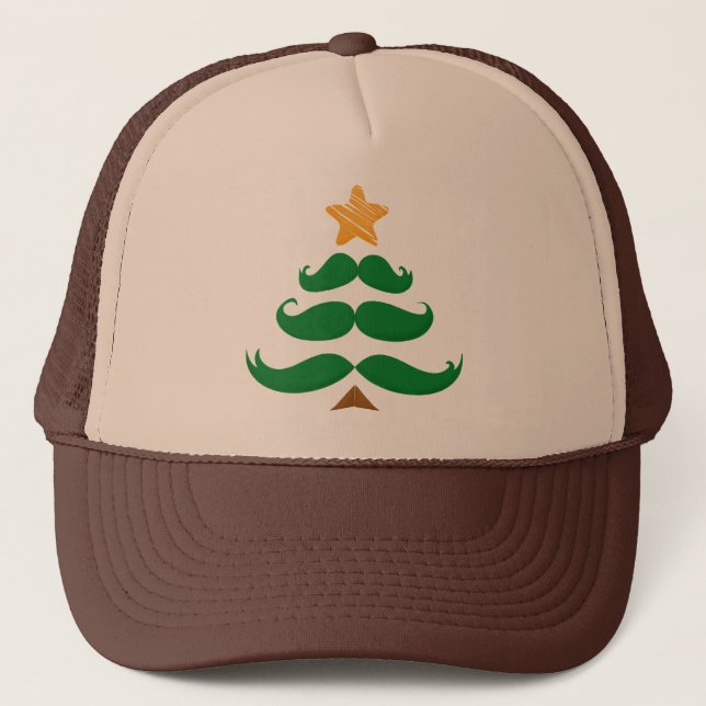 Green Moustache Tree Trucker Hat (Front)