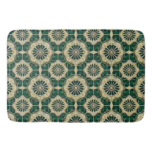 Green Multicolor Pattern Bath Mat (Front)