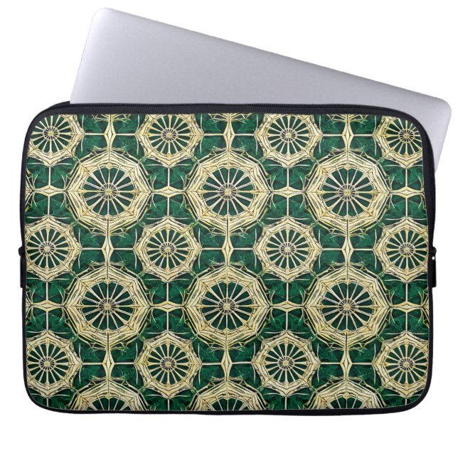 Green Multicolor Pattern Laptop Sleeve (Front)