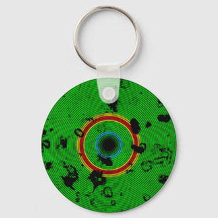 GREEN Multicolor Vinyl Disc Texture Pattern Key Ring