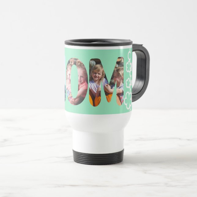 Green Mum Personalised Photo Travel Mug (Front Right)