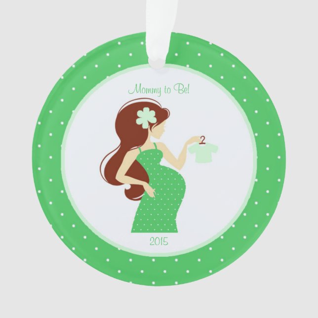 Green Mummy to Be Pregnancy Personalised Ornament (Front)