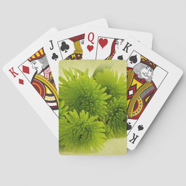 Green Mums Playing Cards (Back)