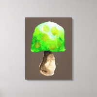 Green Mushroom watercolor cute fungi
