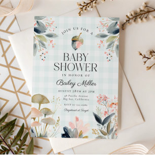 Green Mushroom Woodland Baby Shower Invitation