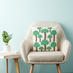 Green Mushrooms Pattern  Cushion