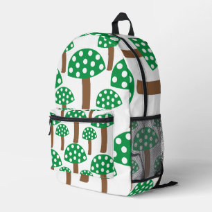 Green Mushrooms Pattern Printed Backpack
