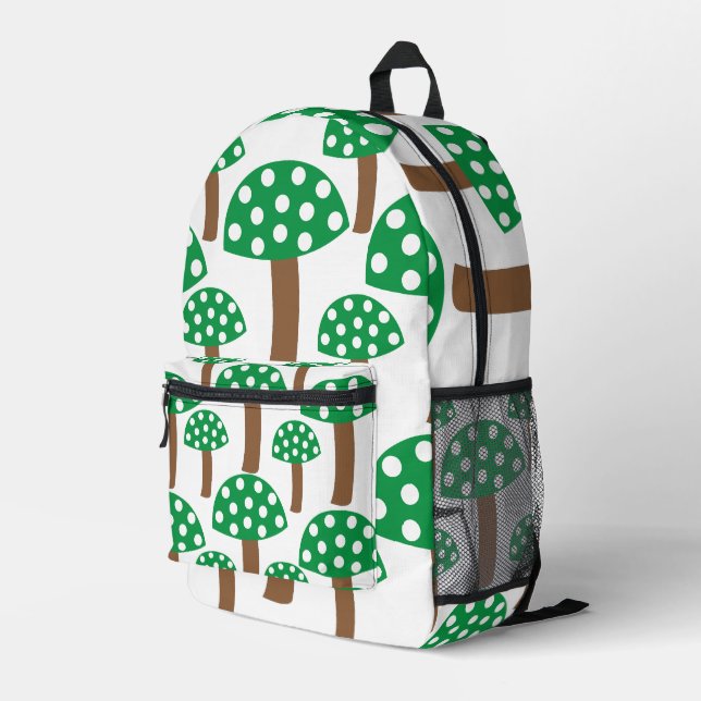 Green Mushrooms Pattern  Printed Backpack (Back Corner Right)