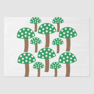 Green Mushrooms Pattern Tissue Paper
