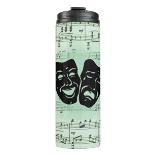 Green Music and Theater Greek Masks Thermal Tumbler