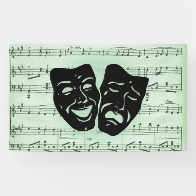 Green Music and Theatre Greek Masks Banner (Horizontal)