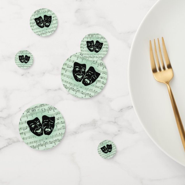 Green Music and Theatre Greek Masks Confetti (Group)