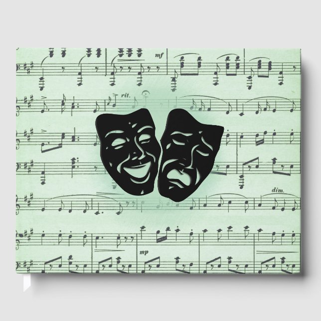 Green Music and Theatre Greek Masks Guest Book (Front)