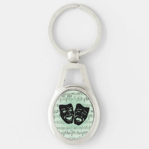 Green Music and Theatre Greek Masks Key Ring