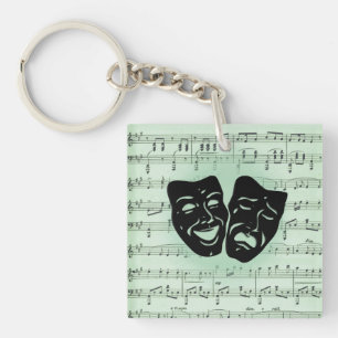 Green Music and Theatre Greek Masks Key Ring