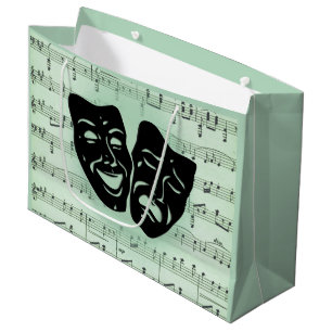 Green Music and Theatre Greek Masks Large Gift Bag