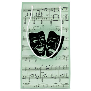 Green Music and Theatre Greek Masks Small Gift Bag