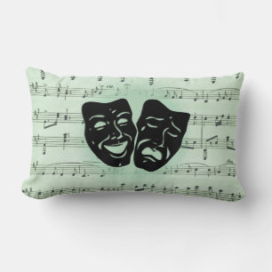 Green Music and Theatre Greek Masks Solid Green Lumbar Cushion