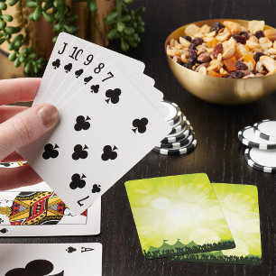 Green Music Festival Silhouette Concert Crowd Playing Cards