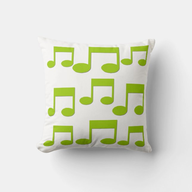 Green Music Notes Theme Pillow Cushion (Front)