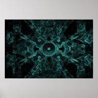 Green music speaker on a dark background poster