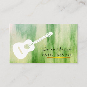 Green Music Teacher Guitar Player instrument   Business Card