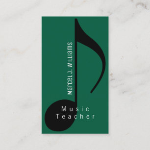 Green Musician Business Card with Musical Note