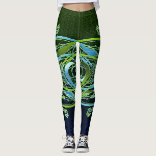 Green n Blue Swirls Leggings