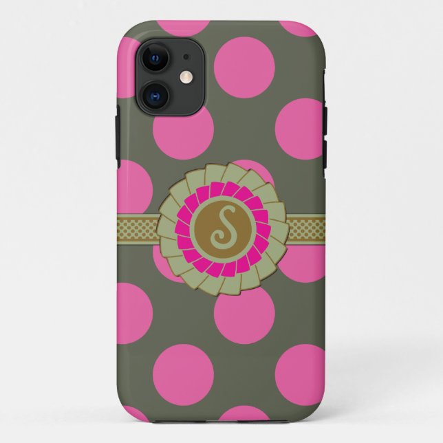 Green n Hot Pink Polka dots iphone 5 case (Back)