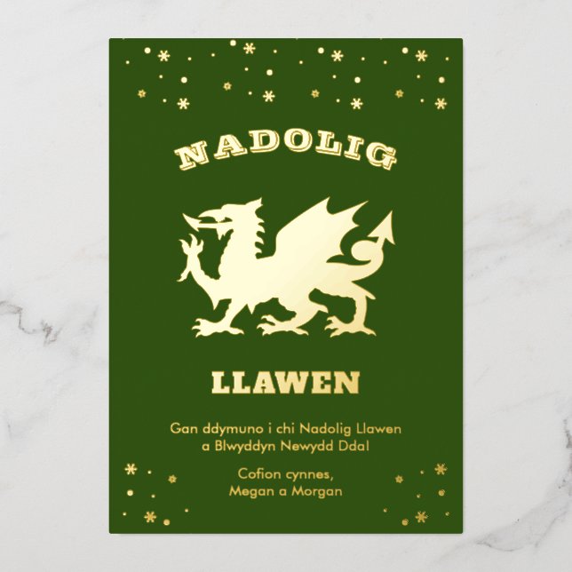 Green Nadolig Llawen Welsh Themed Merry Christmas (Front)