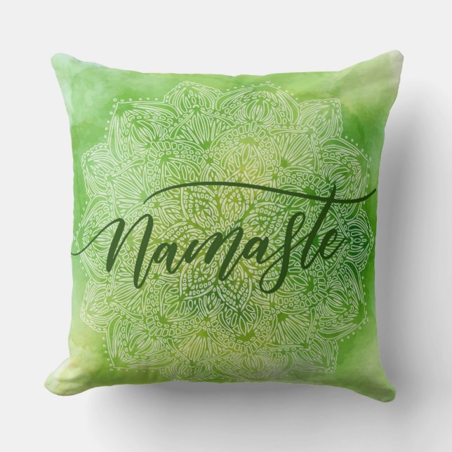 Green Namaste Decorative Pillow (Front)
