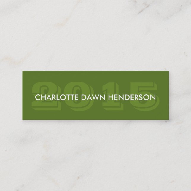 Green name card graduation announcement class year (Front)