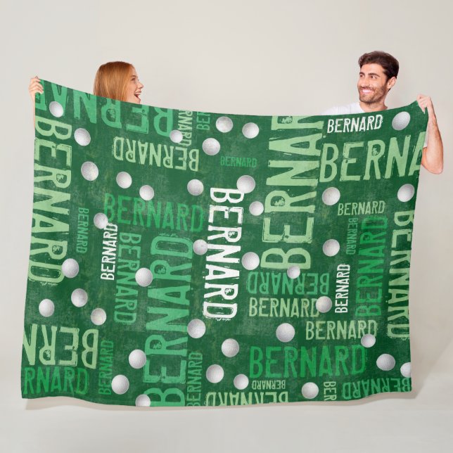 Green Names and Golf Balls Fleece Blanket (In Situ)