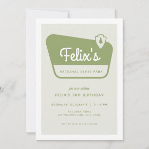 Green National Parks Sign Birthday Invitation