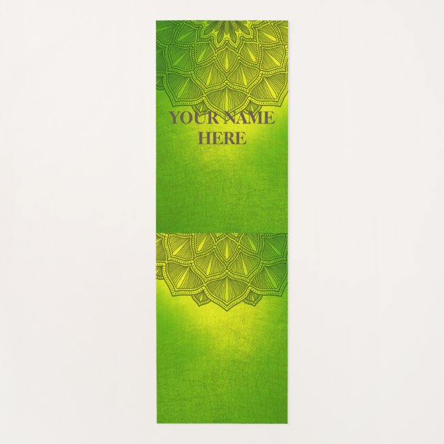 Green Natural Mandala Floral Yoga Mat (Front)