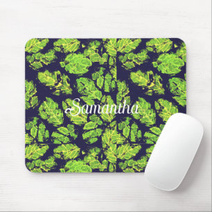 Green Nature Acrylic Paint Leaf Mouse Pad