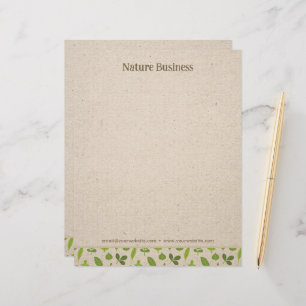 Green Nature Border on Kraft Paper Letterhead