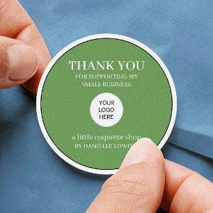Green Nature Colour Thank you small business logo Classic Round Sticker