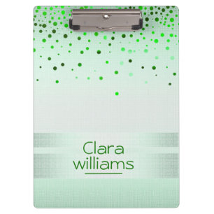 Green Nature Glitter Linen Sparkle Confetti Modern Clipboard