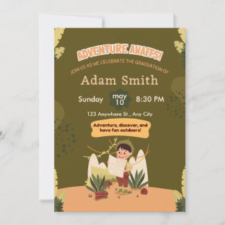 Green Nature Kindergarten Graduation Invite