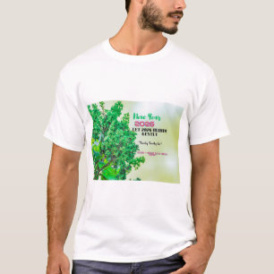 Green Nature Leaves Happy New Year 2026  T-Shirt