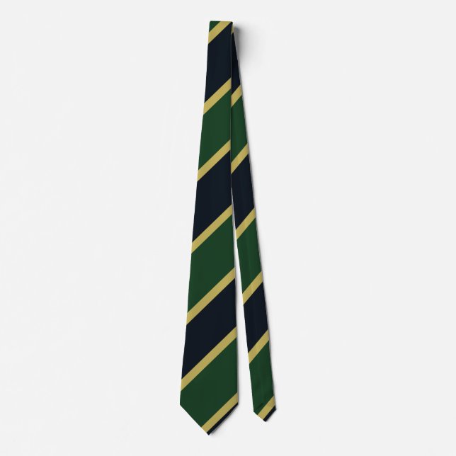 Green Navy and Gold Regimental Stripe Tie (Front)